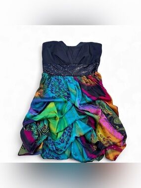 Studio Y Bright Strapless Sequin Waist Multi‑Color 2000s Party Dress 5/6